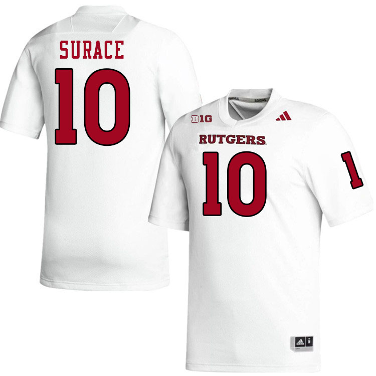 Men #10 AJ Surace Rutgers Scarlet Knights 2024 College Football Jerseys Stitched-White